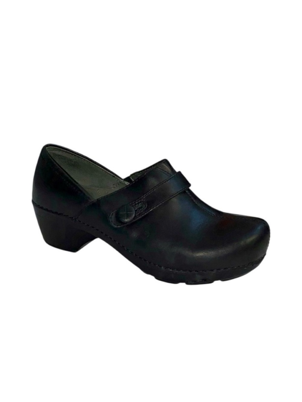 Dansko Women's Solstice Black Leather Slip-Resistant Clog Shoes Size 38